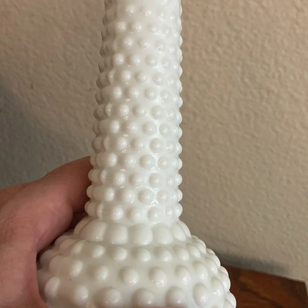 Vintage EO BRODY Hobnail Milk Glass Bud Vase